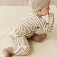 Organic Cotton Modal Everyday Legging - Narrow Stripe Balm/Cloud Childrens Legging from Jamie Kay NZ