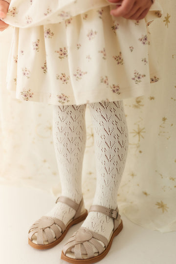 Scallop Weave Tight - Parchment Childrens Tights from Jamie Kay NZ