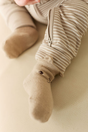 George Bear Ankle Sock - Vintage Taupe Childrens Sock from Jamie Kay NZ