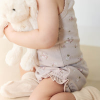 Organic Cotton Fine Rib Bridget Singlet Bodysuit - Petite Fleur Violet Childrens Bodysuit from Jamie Kay NZ
