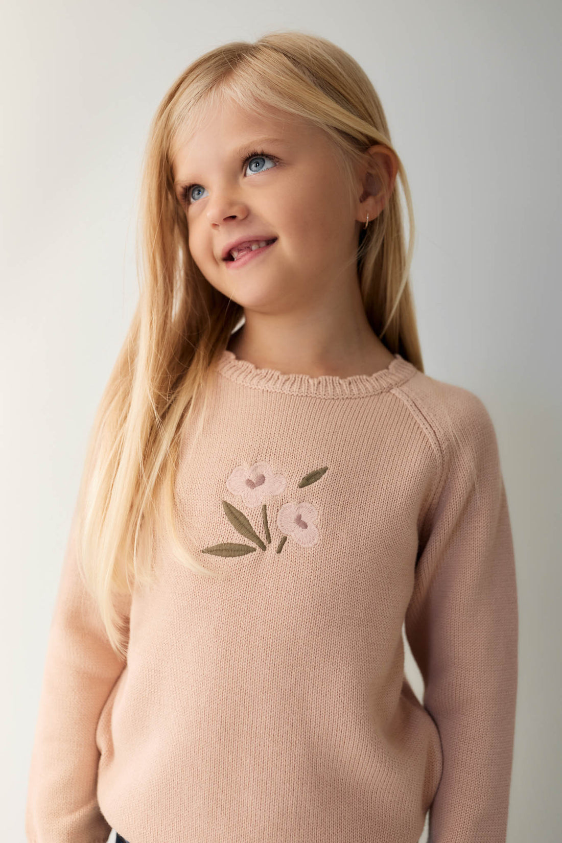 Audrey Knitted Jumper - Dusky Rose Petite Goldie Childrens Jumper from Jamie Kay NZ