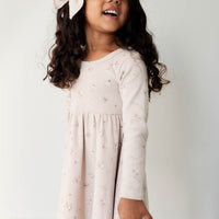 Organic Cotton Fine Rib Tallulah Dress - Petite Fleur Violet Childrens Dress from Jamie Kay NZ