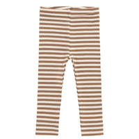 Organic Cotton Modal Legging - Narrow Stripe Thatch/Buff Childrens Legging from Jamie Kay NZ