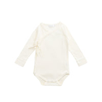 Organic Cotton Modal Marina Long Sleeve Bodysuit - Parchment Childrens Bodysuit from Jamie Kay NZ