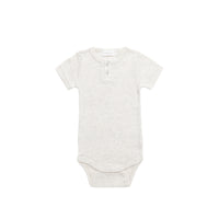 Organic Cotton Modal Darcy Rib Tee Bodysuit - Oatmeal Marle Childrens Bodysuit from Jamie Kay NZ