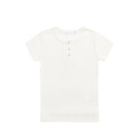 Organic Cotton Modal Henley Tee - Milk Childrens Top from Jamie Kay NZ