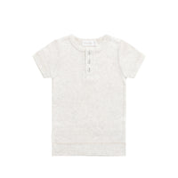 Organic Cotton Modal Henley Tee - Oatmeal Marle Childrens Top from Jamie Kay NZ