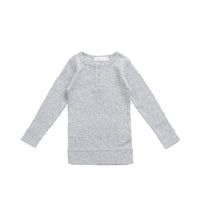 Organic Cotton Modal Long Sleeve Henley - Light Grey Marle Childrens Top from Jamie Kay NZ