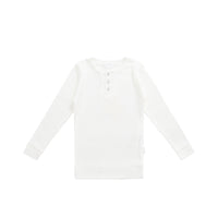 Organic Cotton Modal Long Sleeve Henley - Milk Childrens Top from Jamie Kay NZ