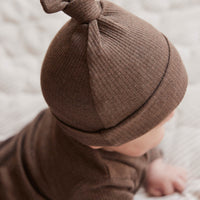 Organic Cotton Modal Marley Beanie - Cocoa Marle Childrens Hat from Jamie Kay NZ