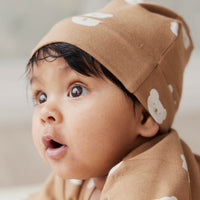 Organic Cotton Reese Beanie - Bears Caramel Cream Childrens Hat from Jamie Kay NZ