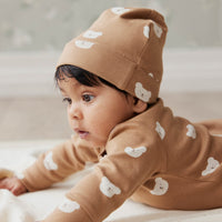 Organic Cotton Reese Beanie - Bears Caramel Cream Childrens Hat from Jamie Kay NZ