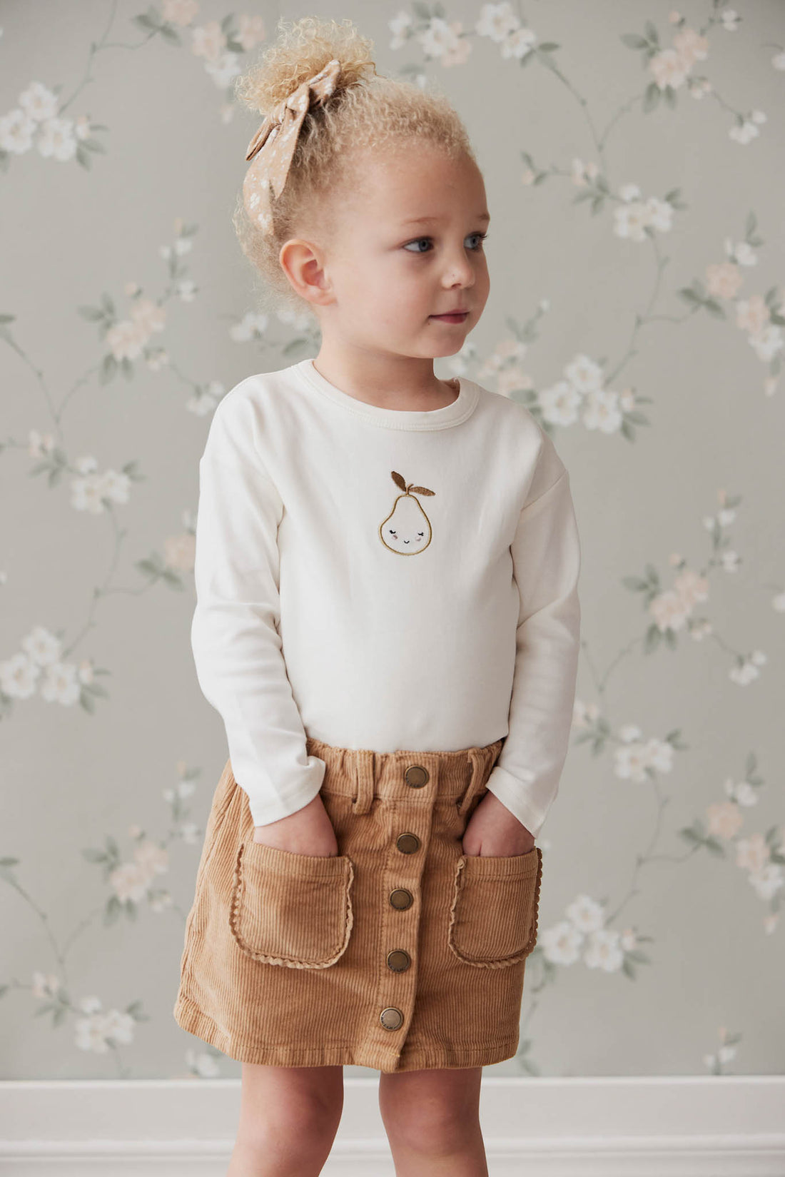 Elodie Cord Skirt - Caramel Cream Childrens Skirt from Jamie Kay NZ