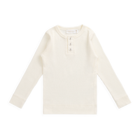 Organic Cotton Modal Long Sleeve Henley - Milk Childrens Top from Jamie Kay NZ
