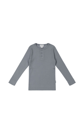 Organic Cotton Modal Long Sleeve Henley - Finch Childrens Top from Jamie Kay NZ