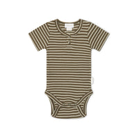 Organic Cotton Modal Darcy Rib Tee Bodysuit - Bear/Cassava Childrens Bodysuit from Jamie Kay NZ