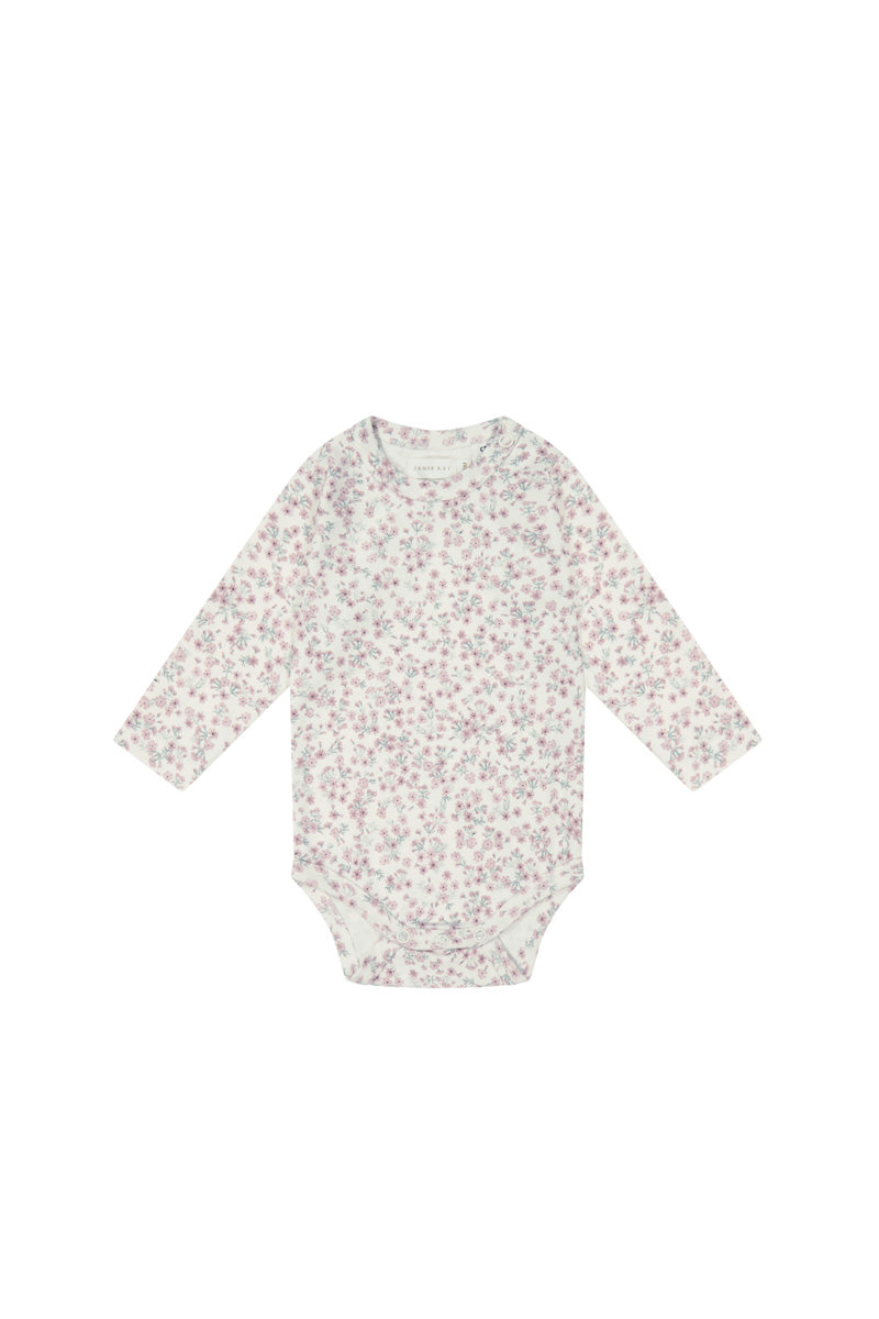 Organic Cotton Long Sleeve Bodysuit - Posy Floral Childrens Bodysuit from Jamie Kay NZ
