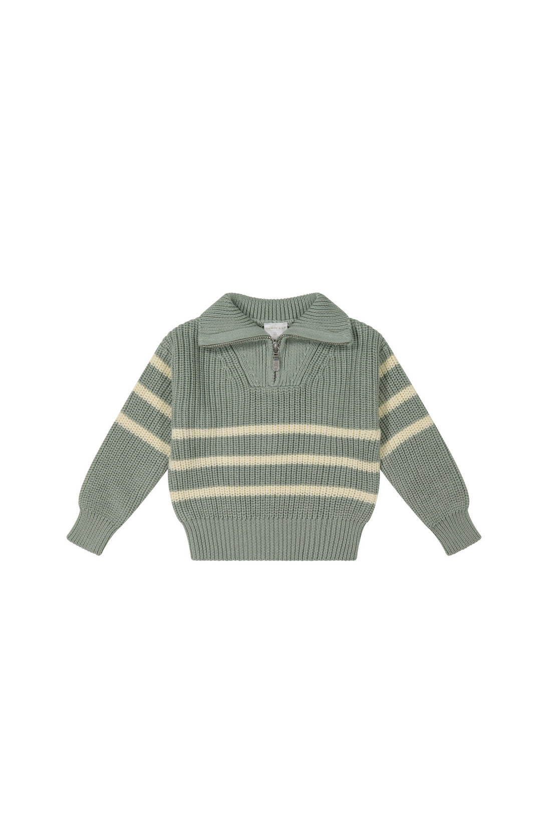 Jack Zip Jumper - Lenny Stripe Pond Childrens Knitwear from Jamie Kay NZ
