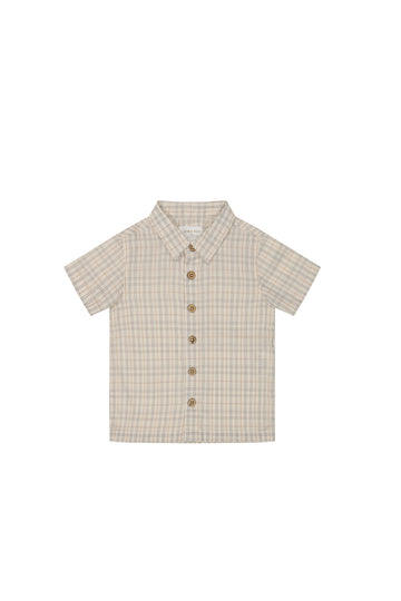Organic Cotton Quentin Short Sleeve Shirt - Billy Check Childrens Top from Jamie Kay NZ