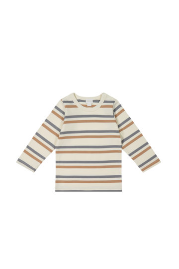 Pima Cotton Vinny Long Sleeve Top - Hudson Stripe Childrens Top from Jamie Kay NZ