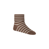 Classic Rib Sock - Hazelnut Stripe Childrens Sock from Jamie Kay NZ