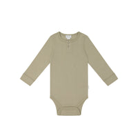 Organic Cotton Modal Long Sleeve Bodysuit - Cashew Childrens Bodysuit from Jamie Kay NZ