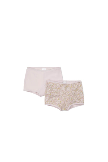 Organic Cotton 2PK Girls Shortie - Chloe Lilac/Luna Childrens Underwear from Jamie Kay NZ