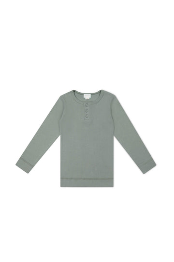 Organic Cotton Modal Long Sleeve Henley - Milford Sound Childrens Top from Jamie Kay NZ