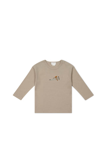 Pima Cotton Arnold Long Sleeve Top - Vintage Taupe Avion Childrens Top from Jamie Kay NZ