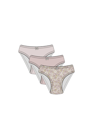 Organic Cotton 3PK Girls Underwear - Chloe Lilac/Luna/Violet Tint Childrens Underwear from Jamie Kay NZ