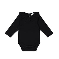 Pima Cotton Fayette Long Sleeve Bodysuit - Ebony Marle Childrens Bodysuit from Jamie Kay NZ