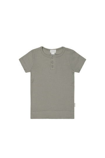 Organic Cotton Modal Henley Tee - Shale Gray Childrens Top from Jamie Kay NZ