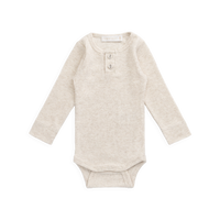 Organic Cotton Modal Long Sleeve Bodysuit - Oatmeal Marle Childrens Bodysuit from Jamie Kay NZ