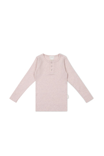 Organic Cotton Modal Long Sleeve Henley - Violet Marle Childrens Top from Jamie Kay NZ