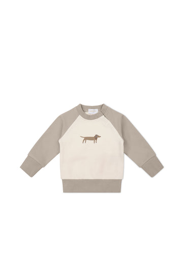 Organic Cotton Tao Sweatshirt - Vintage Taupe Cosy Basil Childrens Sweatshirt from Jamie Kay NZ