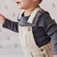 Casey Cotton Twill Short Overall - Balm/Cloud Stripe Childrens Overall from Jamie Kay NZ