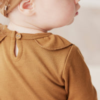 Pima Cotton Fayette Long Sleeve Bodysuit - Autumn Bronze Childrens Bodysuit from Jamie Kay NZ