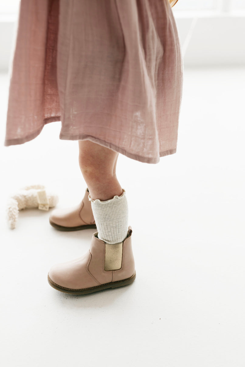 Leather Boot with Elastic Side - Blush Childrens Footwear from Jamie Kay NZ