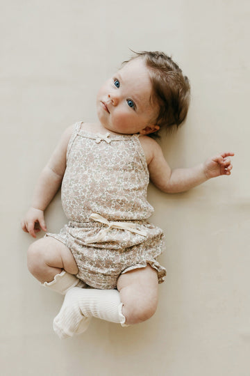Organic Cotton Frill Bloomer - Chloe Floral Tofu Childrens Bloomer from Jamie Kay NZ