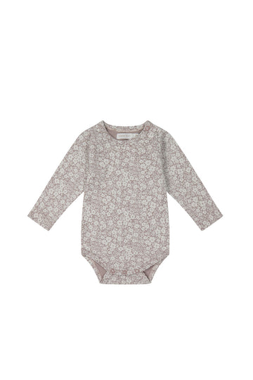 Organic Cotton Long Sleeve Bodysuit - Greta Floral Bark Childrens Bodysuit from Jamie Kay NZ