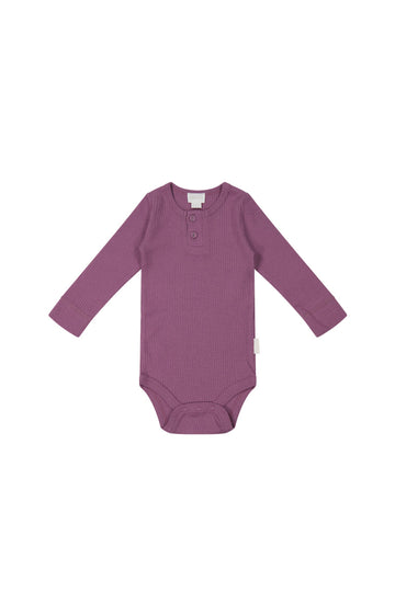 Organic Cotton Modal Long Sleeve Bodysuit - Grape Childrens Bodysuit from Jamie Kay NZ