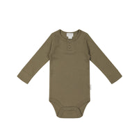 Organic Cotton Modal Long Sleeve Bodysuit - Oak Childrens Bodysuit from Jamie Kay NZ