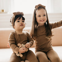 Organic Cotton Modal Long Sleeve Henley - Crème Caramel Childrens Top from Jamie Kay NZ