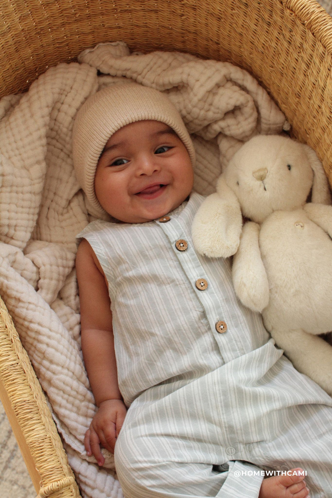 Organic Cotton Milo Jumpsuit - Variegated Stripe Shoreline Childrens Jumpsuit from Jamie Kay NZ