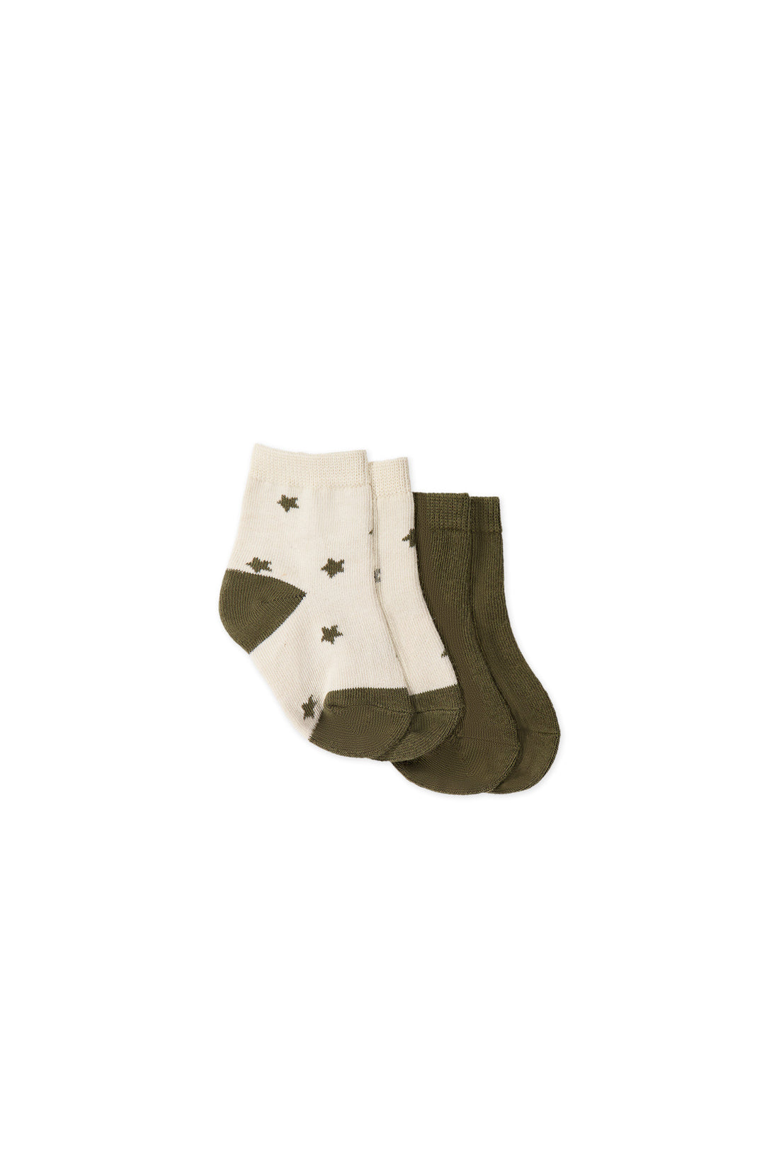 2PK Sock - Twinkle Toes Deep Olive/Deep Olive Childrens Sock from Jamie Kay NZ