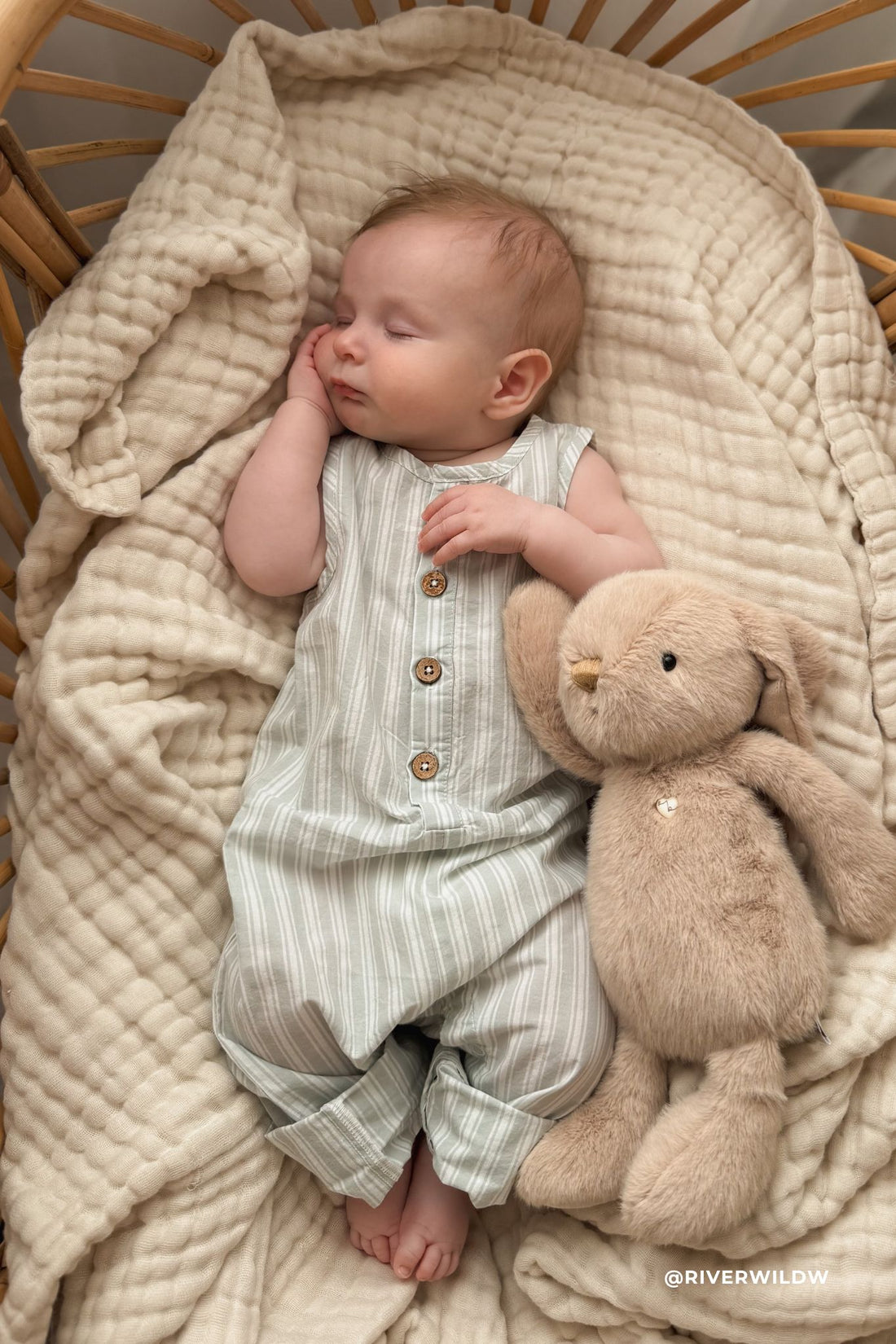 Organic Cotton Milo Jumpsuit - Variegated Stripe Shoreline Childrens Jumpsuit from Jamie Kay NZ