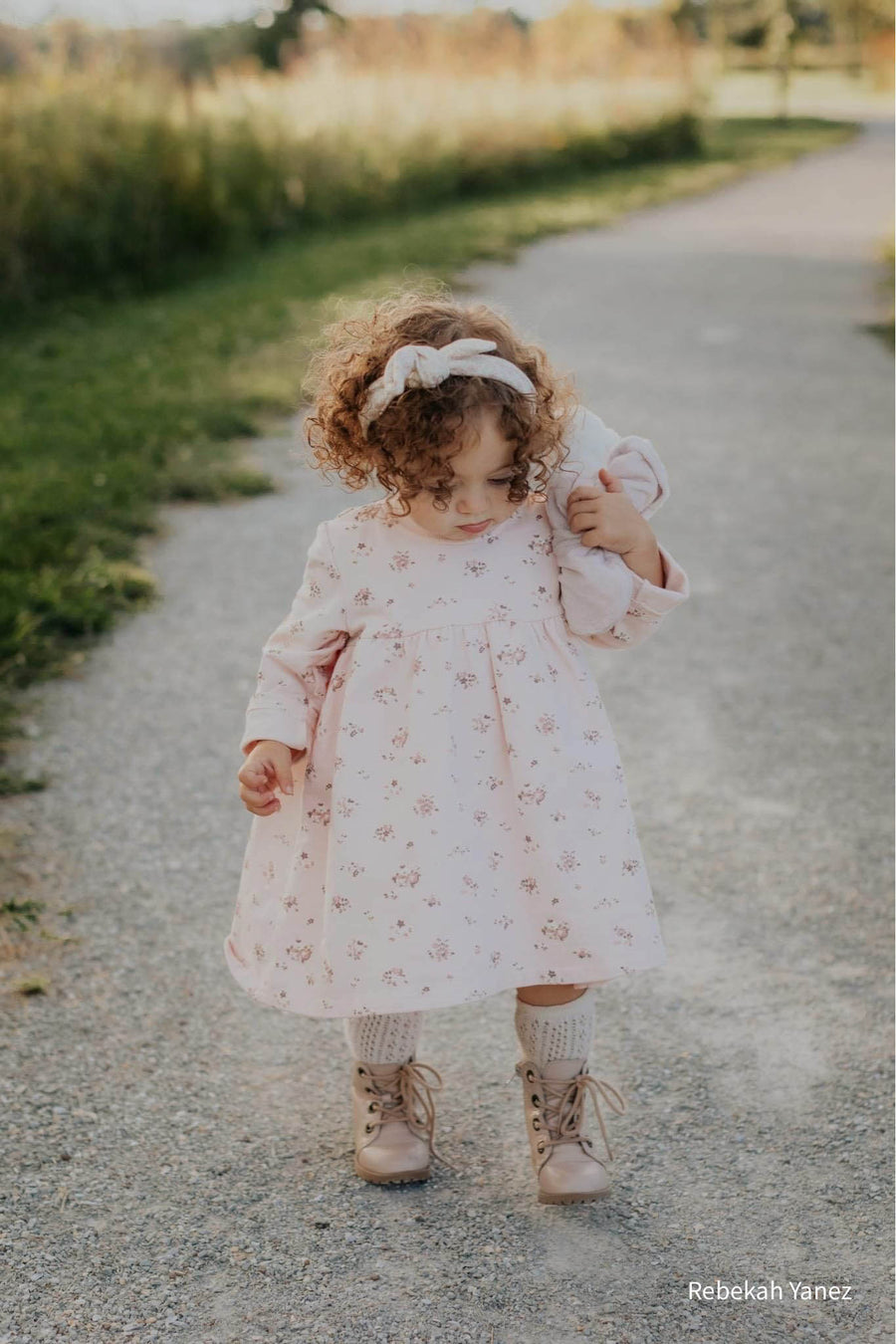 Organic Cotton Charlotte Dress - Petite Fleur Soft Peony Childrens Dress from Jamie Kay NZ