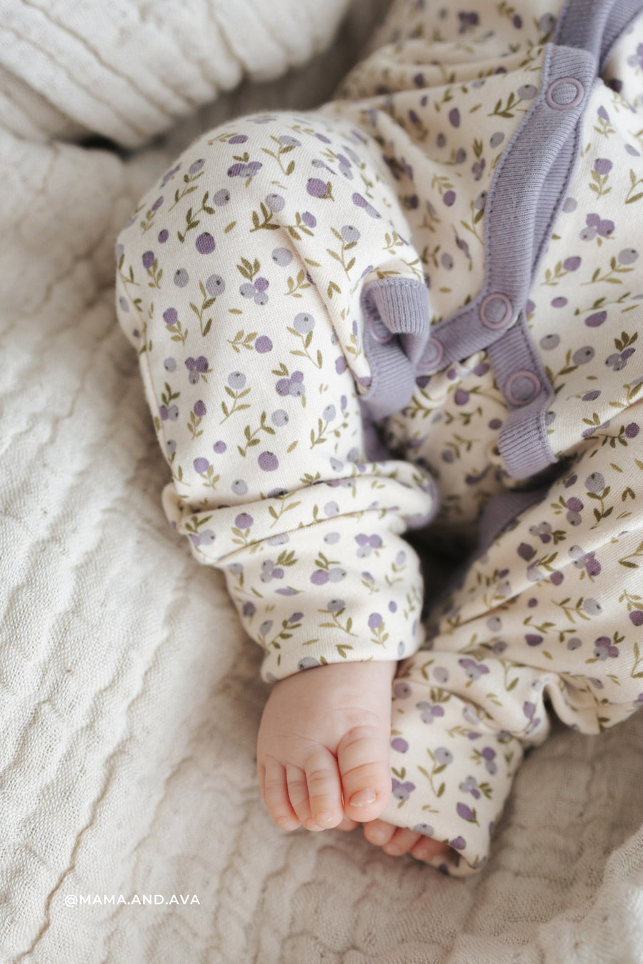 Organic Cotton Maple Onepiece - Blueberry Field Raindrops Childrens Onepiece from Jamie Kay NZ