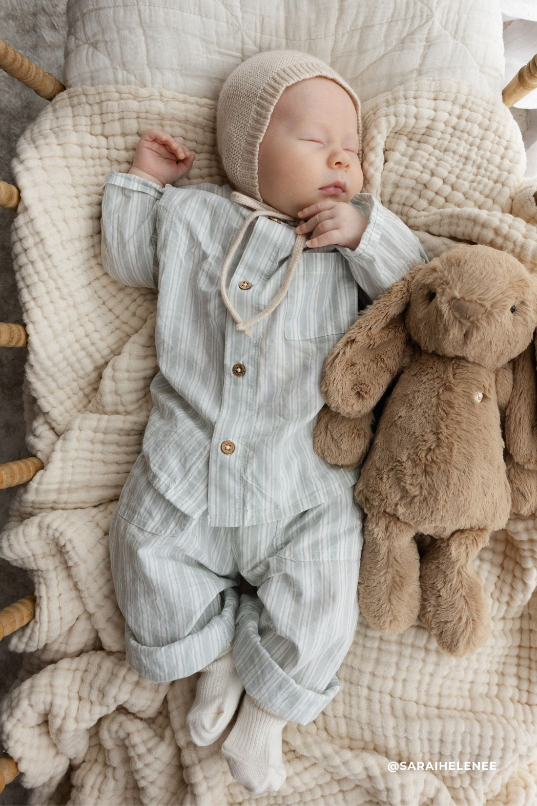 Organic Cotton Albie Pant - Variegated Stripe Shoreline Childrens Pant from Jamie Kay NZ