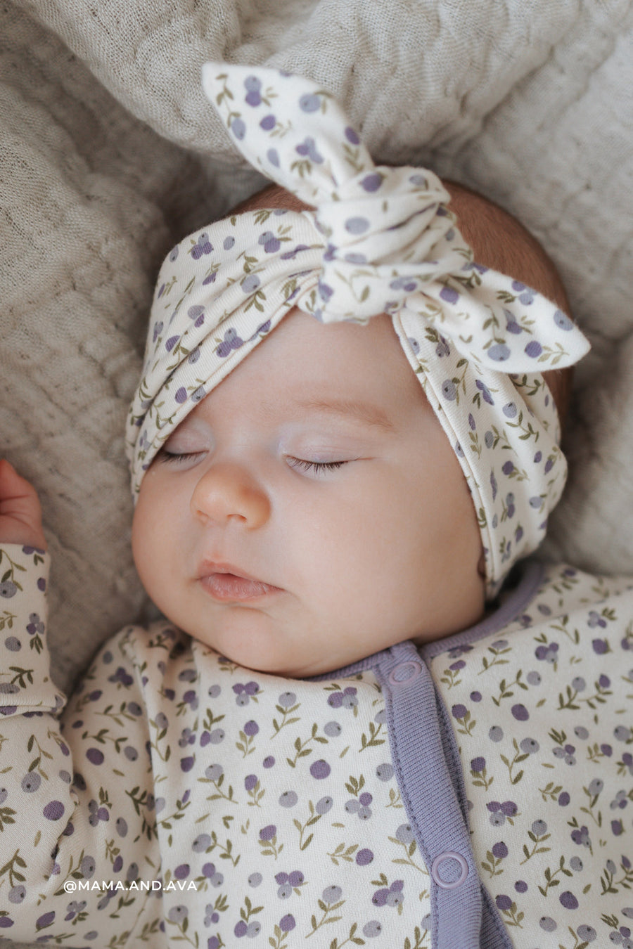 Organic Cotton Headband - Blueberry Field Raindrops Childrens Headband from Jamie Kay NZ